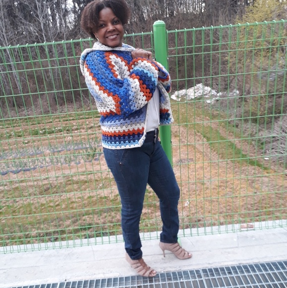 Hooded cardigan sweater, handmade, one of a kind! - Picture 4 of 4